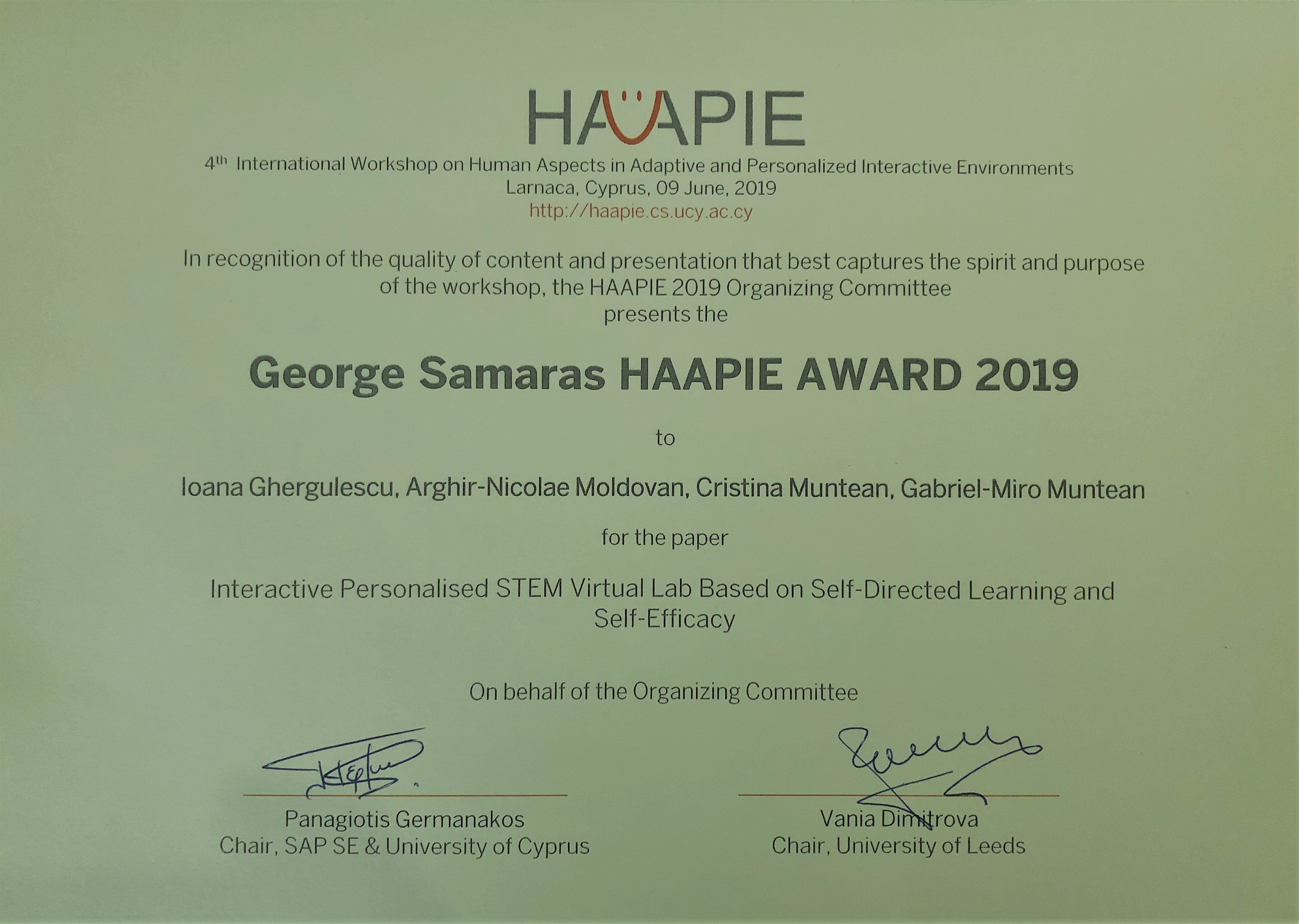 HAAPIE Award 2019